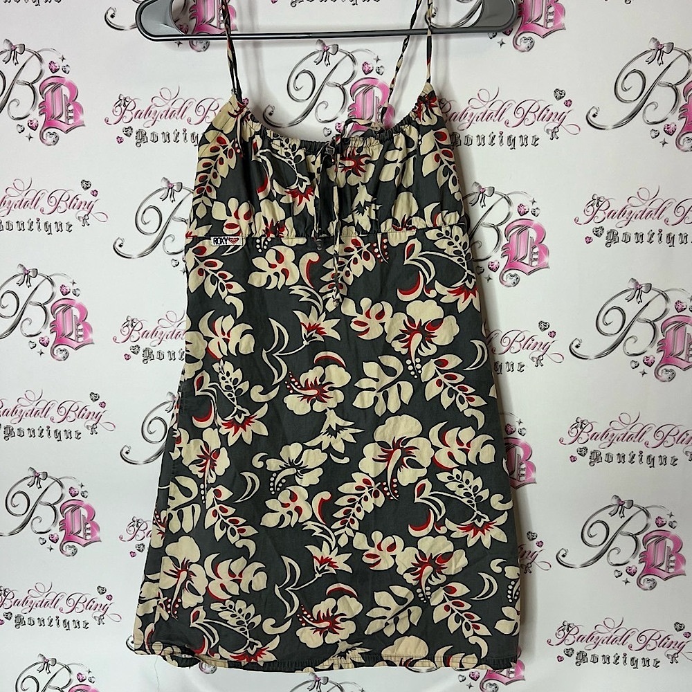 Roxy dress flowers tropical vintage hawaiin printed milkmaid Floral Print